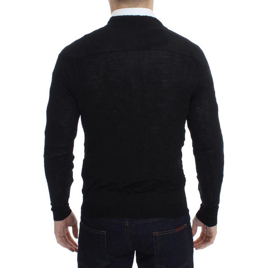 Costume National Elegant Black Merino Wool Cardigan Costume National Black