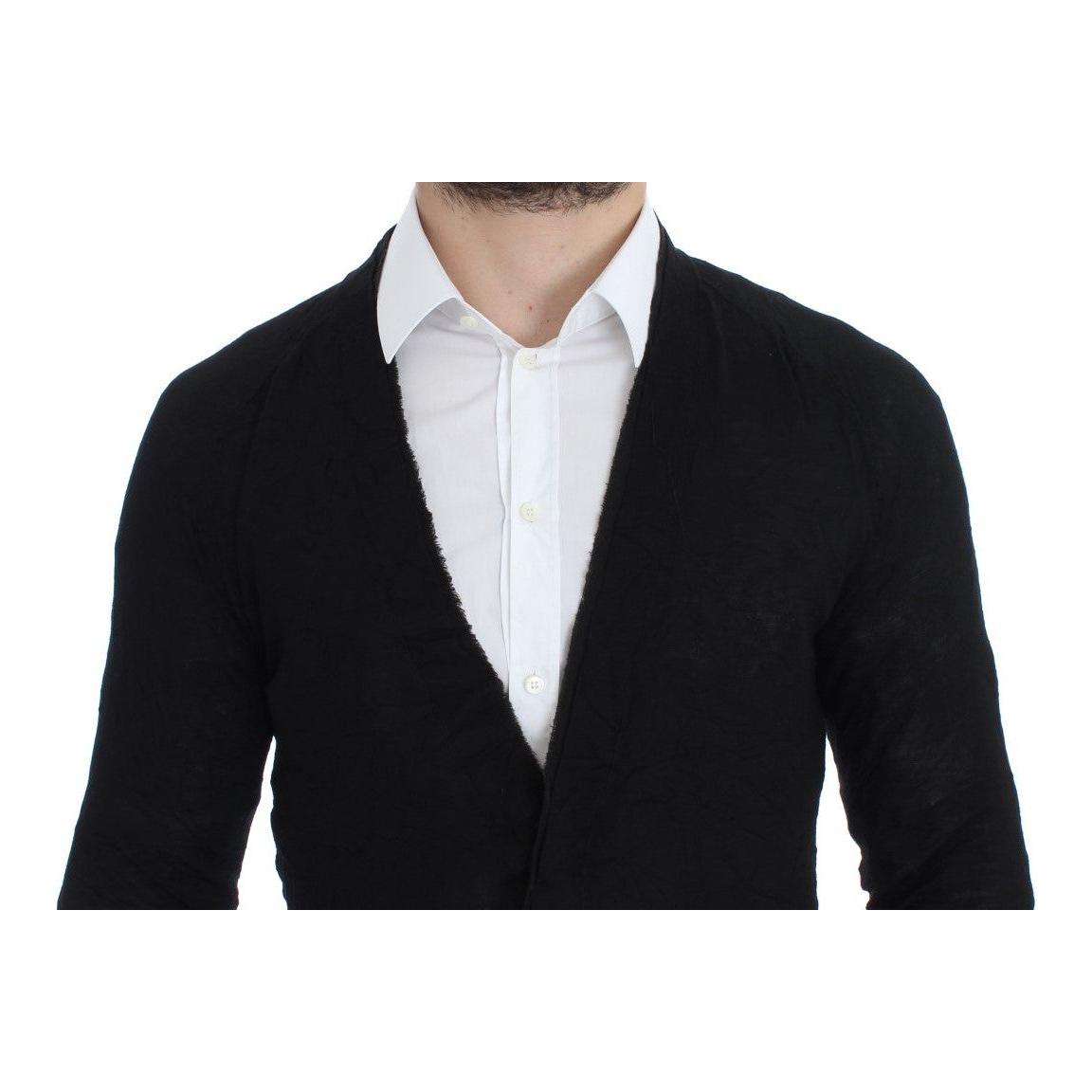 Costume National Elegant Black Merino Wool Cardigan Costume National Light Gray