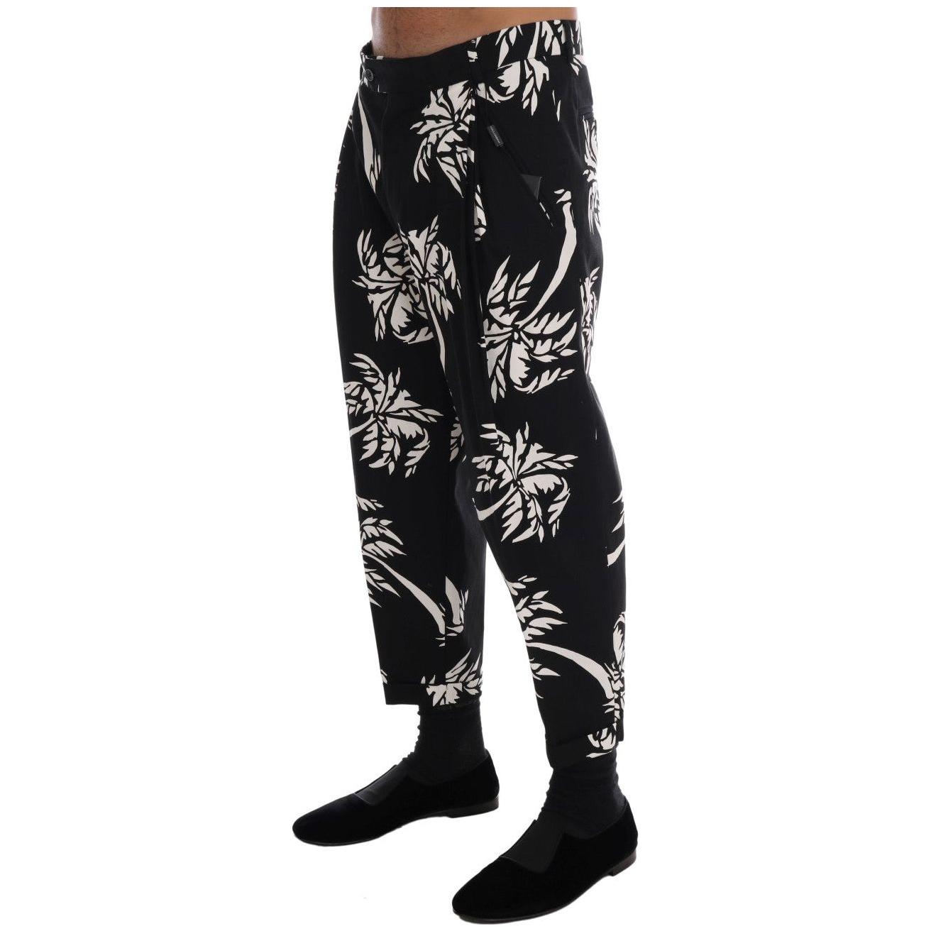 Dolce & Gabbana Elegant Tree Print Ankle Trousers Jeans & Pants Dolce & Gabbana Gray