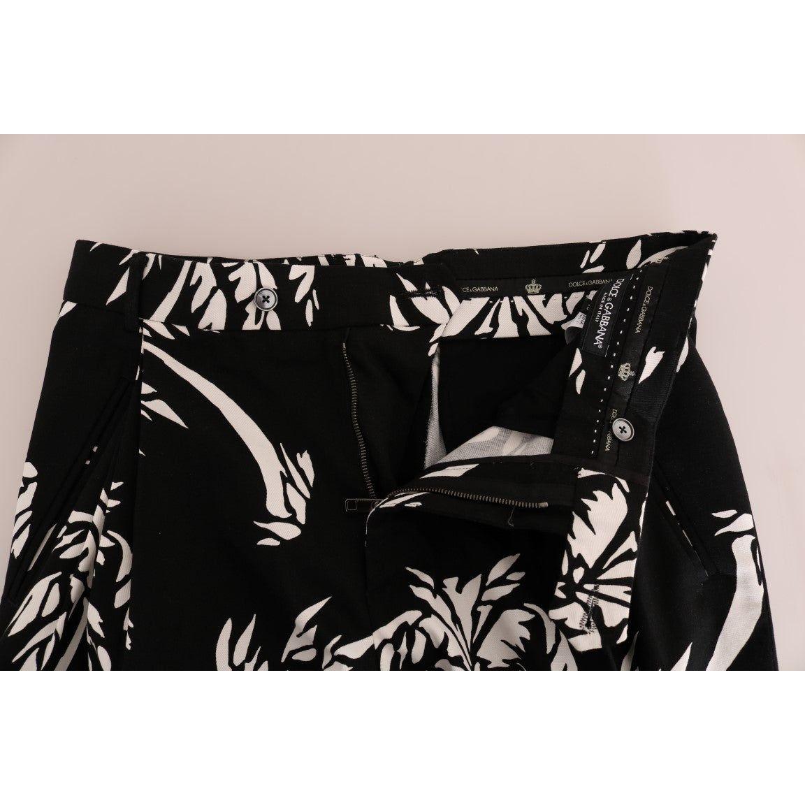 Dolce & Gabbana Elegant Tree Print Ankle Trousers Jeans & Pants Dolce & Gabbana Black