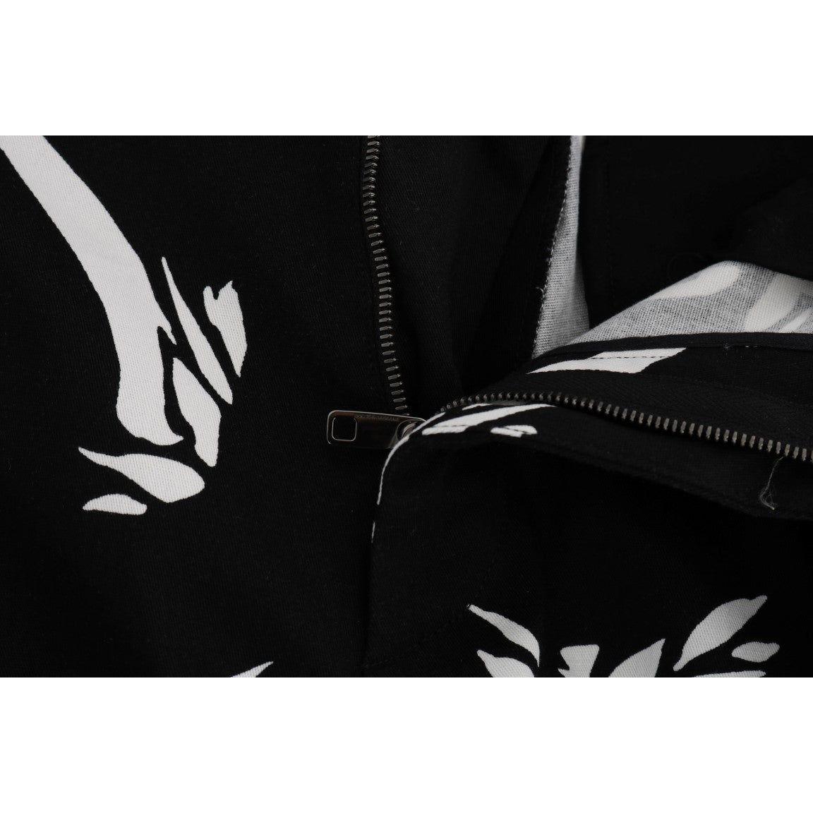Dolce & Gabbana Elegant Tree Print Ankle Trousers Jeans & Pants Dolce & Gabbana Black