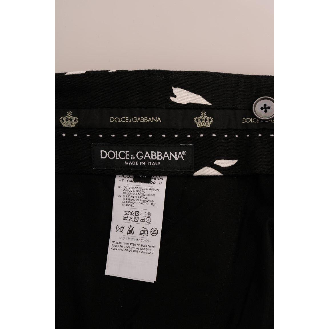 Dolce & Gabbana Elegant Tree Print Ankle Trousers Jeans & Pants Dolce & Gabbana Black