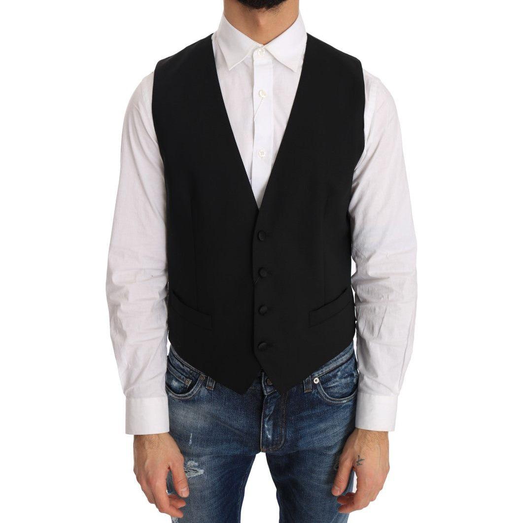 Dolce & Gabbana Elegant Slim Fit Formal Vest in Black Dolce & Gabbana Dark Slate Gray