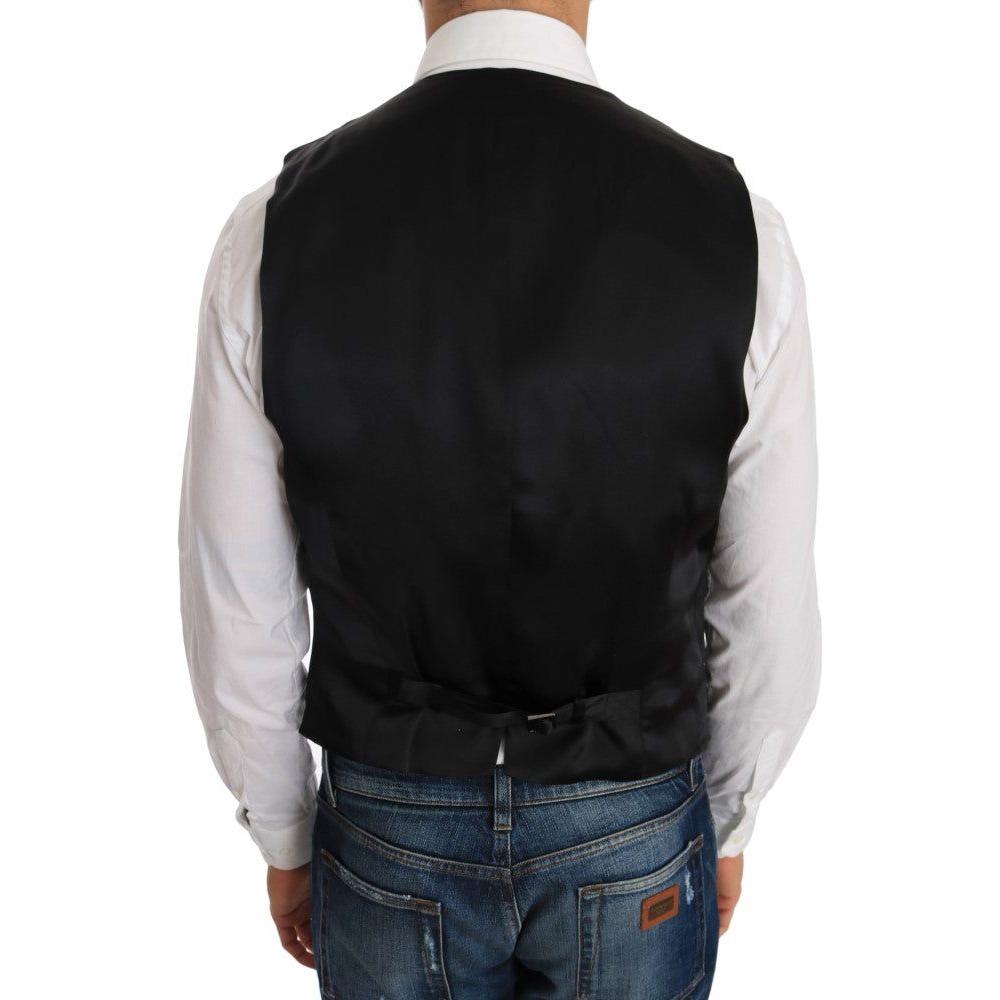 Dolce & Gabbana Elegant Slim Fit Formal Vest in Black Dolce & Gabbana Gray