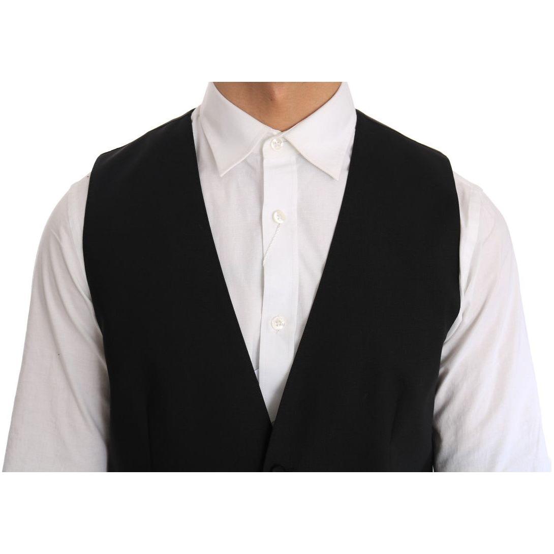 Dolce & Gabbana Elegant Slim Fit Formal Vest in Black Dolce & Gabbana Light Gray
