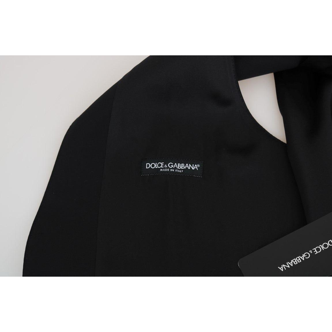 Dolce & Gabbana Elegant Slim Fit Formal Vest in Black Dolce & Gabbana Light Gray