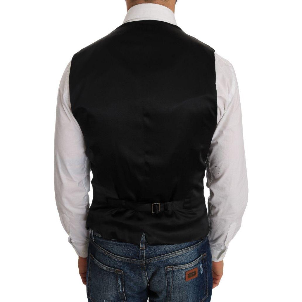 Dolce & Gabbana Elegant Polka Dot Black Dress Vest Dolce & Gabbana Gray