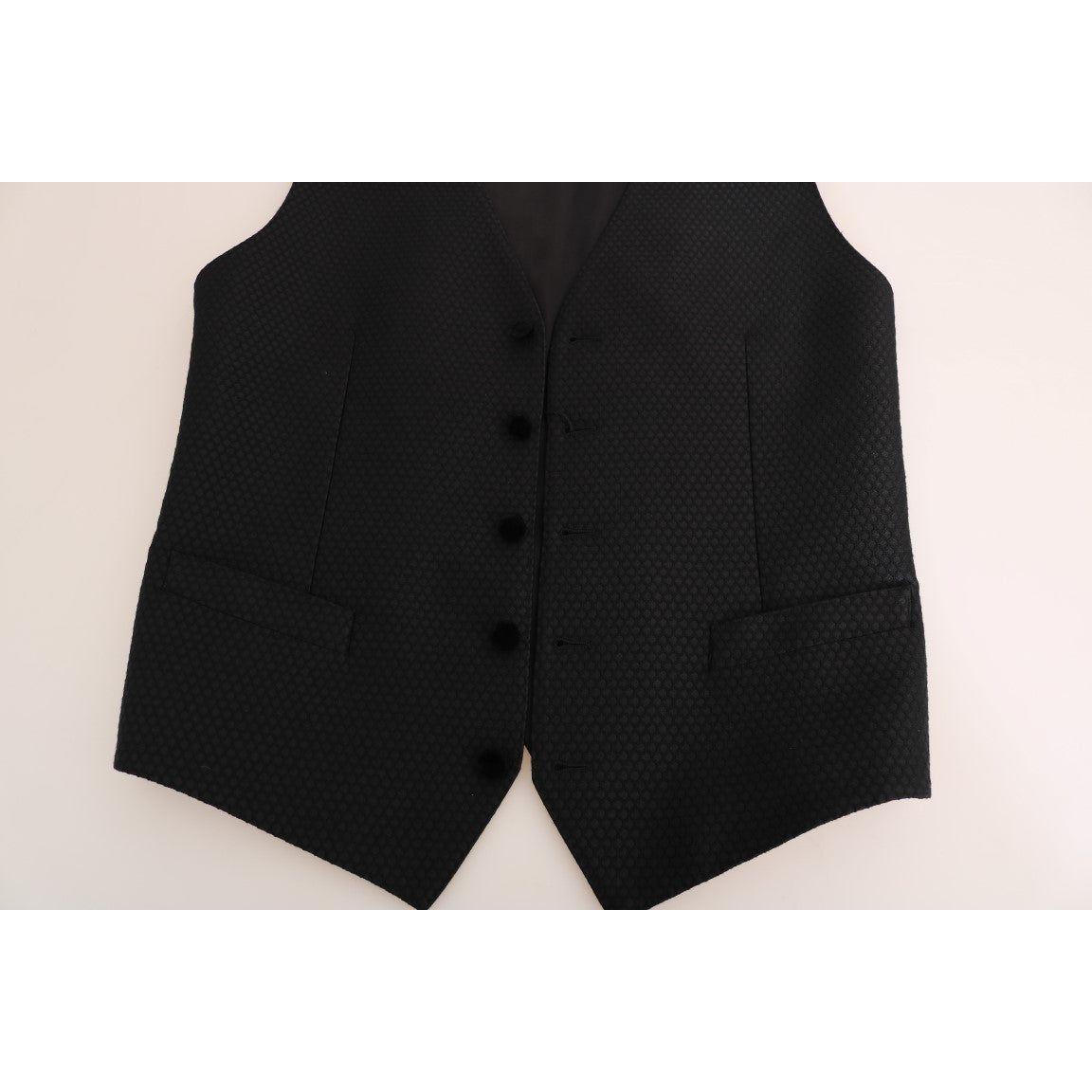 Dolce & Gabbana Elegant Polka Dot Black Dress Vest Dolce & Gabbana Black