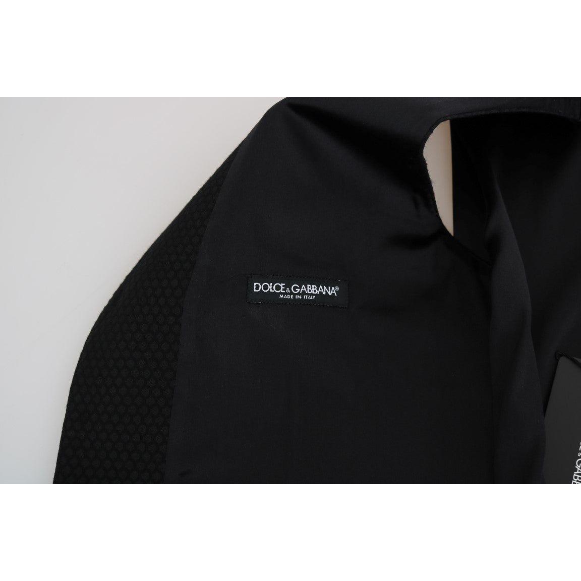 Dolce & Gabbana Elegant Polka Dot Black Dress Vest Dolce & Gabbana Light Gray