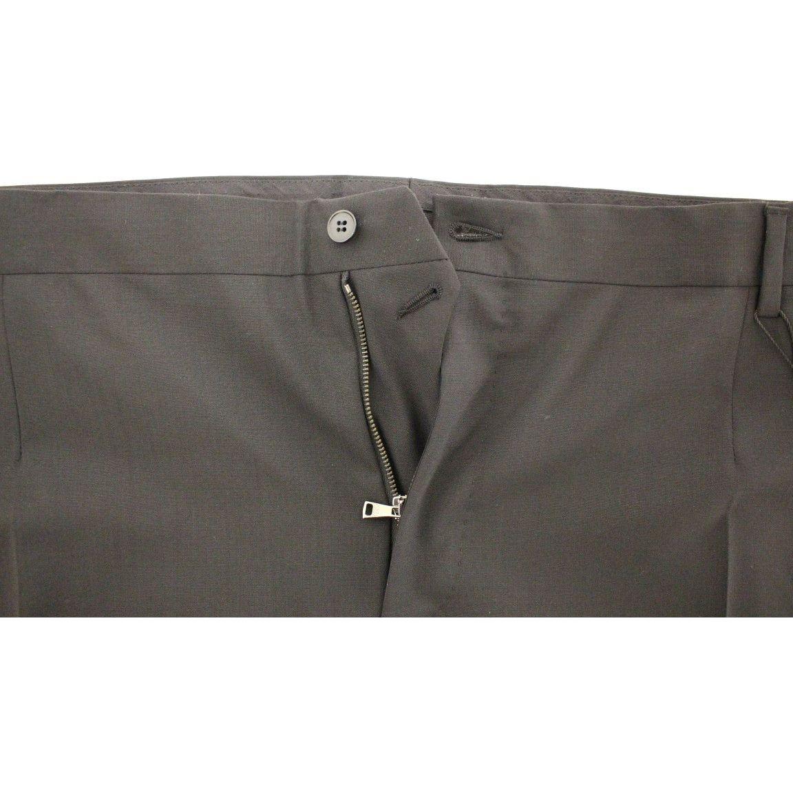 Dolce & Gabbana Elegant Pleated Black Wool Trousers Jeans & Pants Dolce & Gabbana Dim Gray