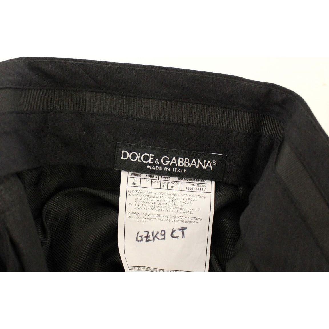 Dolce & Gabbana Elegant Pleated Black Wool Trousers Jeans & Pants Dolce & Gabbana Antique White
