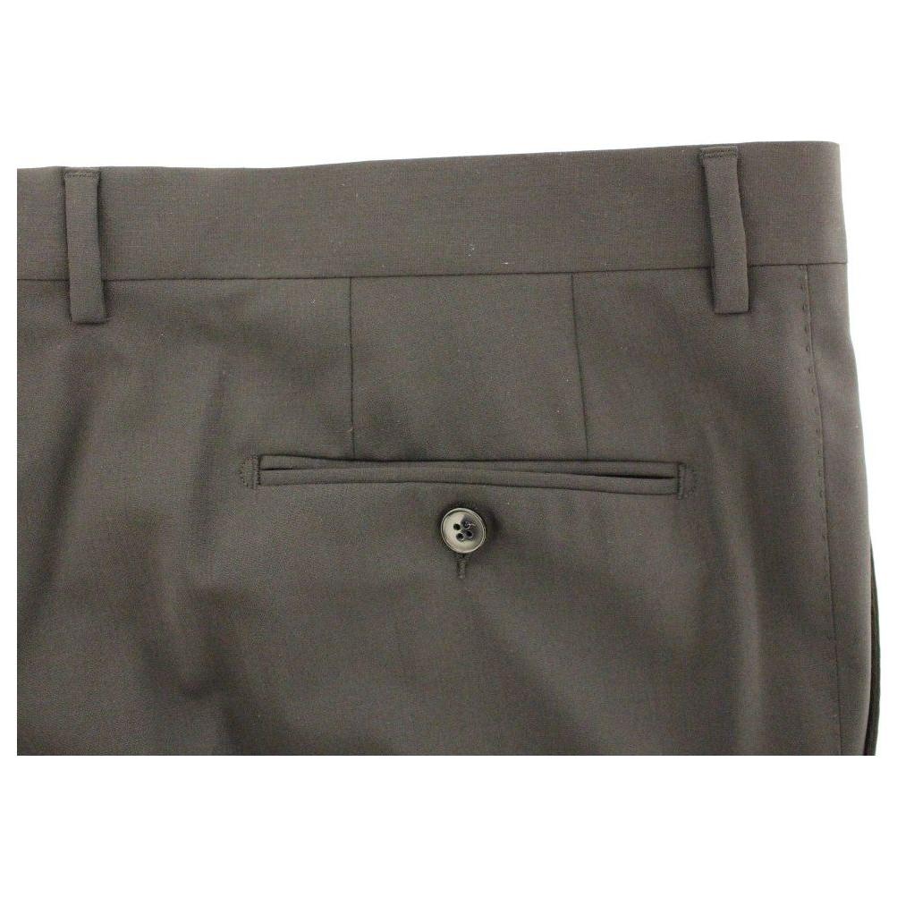 Dolce & Gabbana Elegant Pleated Black Wool Trousers Jeans & Pants Dolce & Gabbana Dark Olive Green