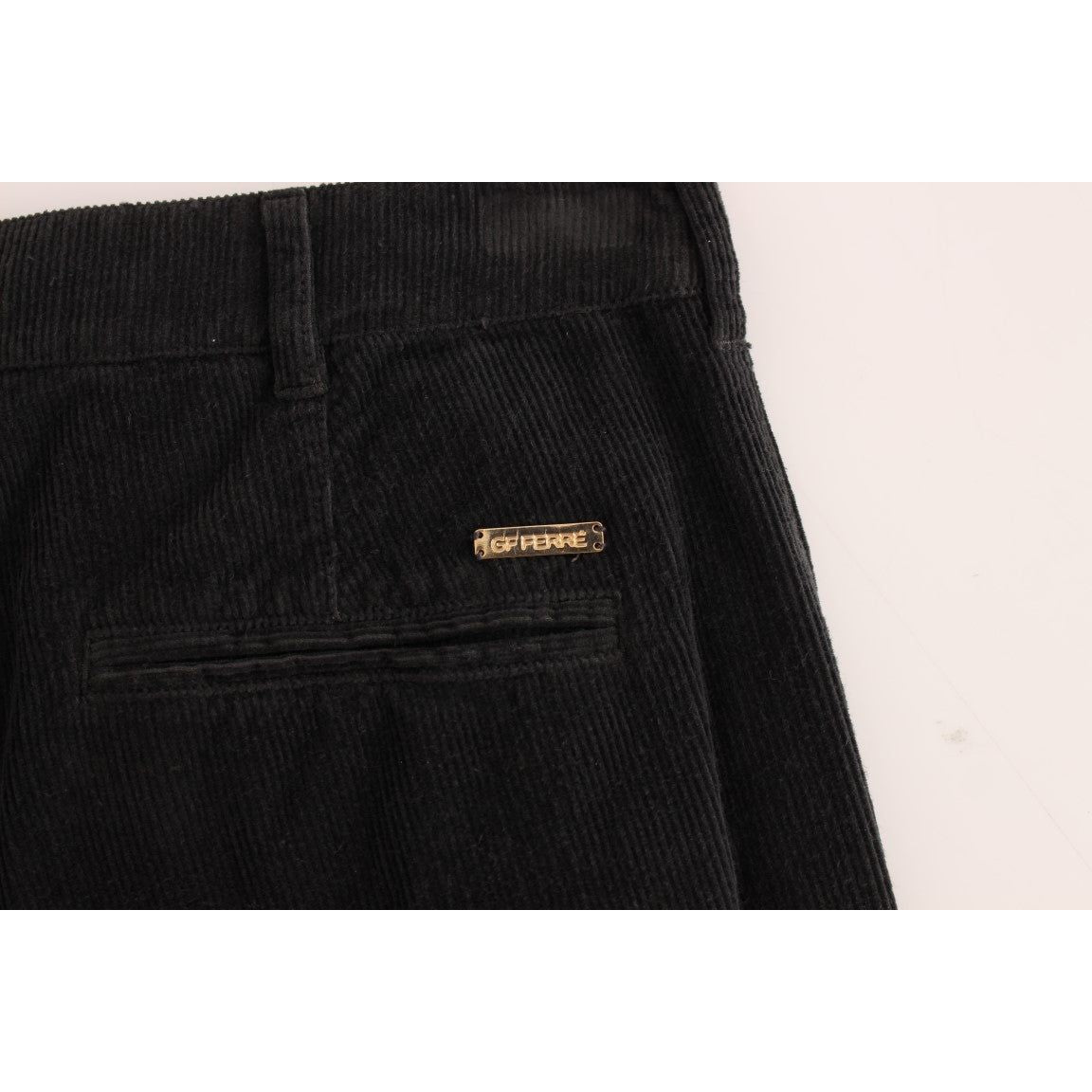 GF Ferre Elegant Black Cotton Corduroy Pants Jeans & Pants GF Ferre Antique White