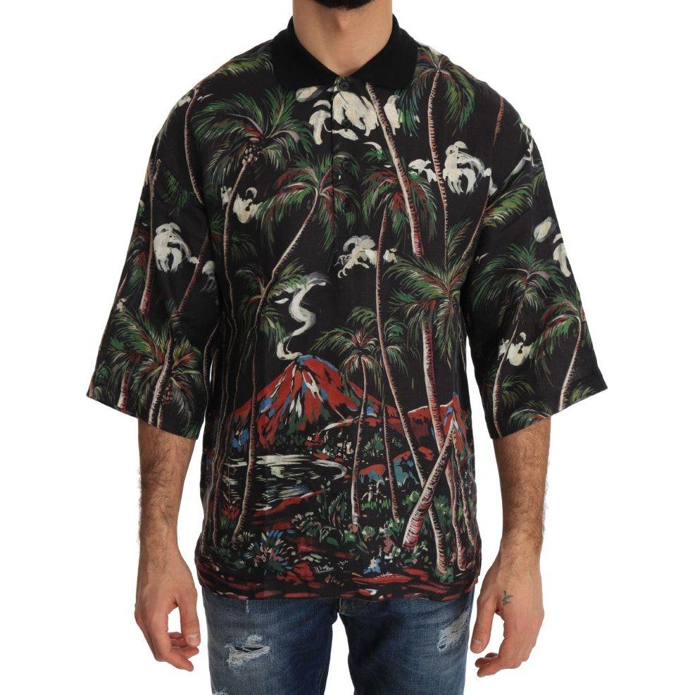 Dolce & Gabbana Sicilian Volcano Motive Polo Tee Dolce & Gabbana Dark Slate Gray