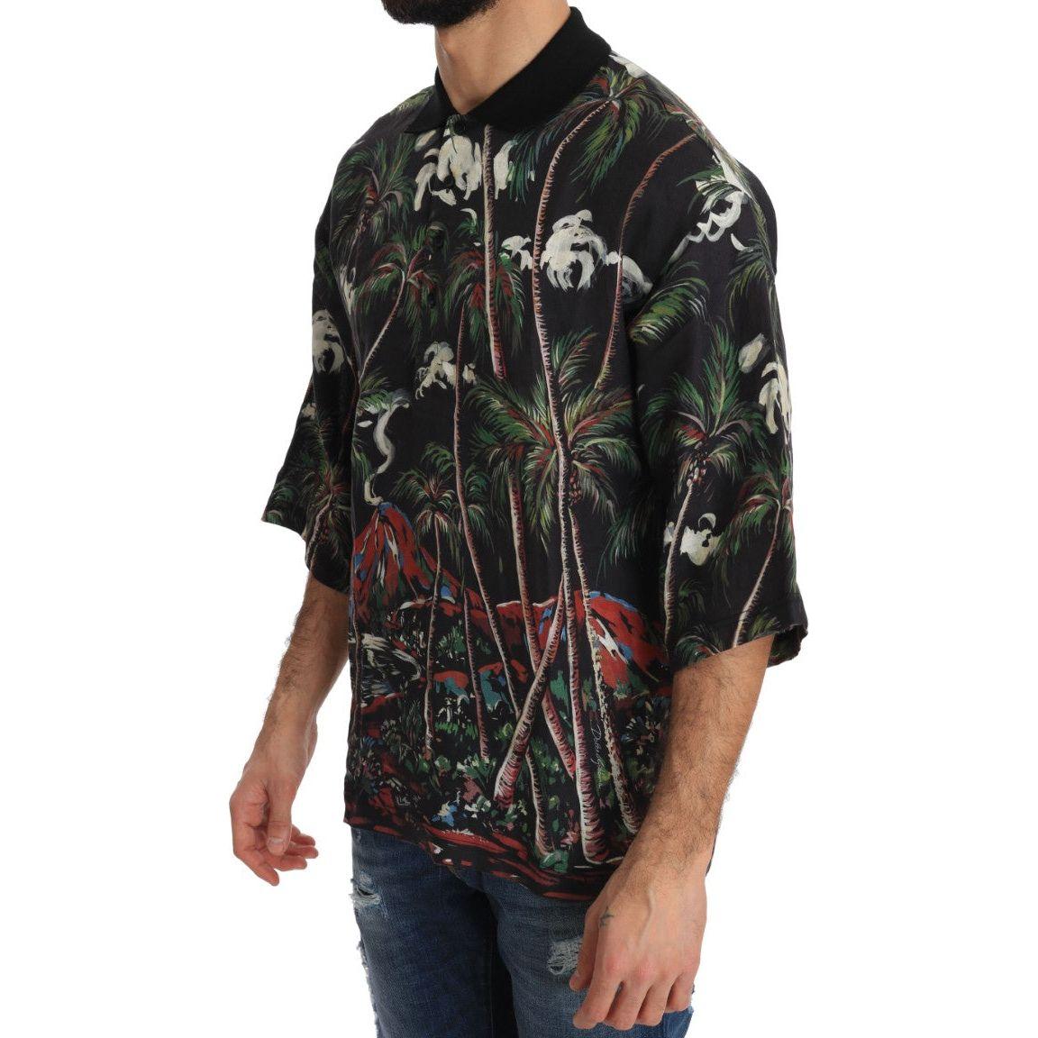 Dolce & Gabbana Sicilian Volcano Motive Polo Tee Dolce & Gabbana Dark Slate Gray