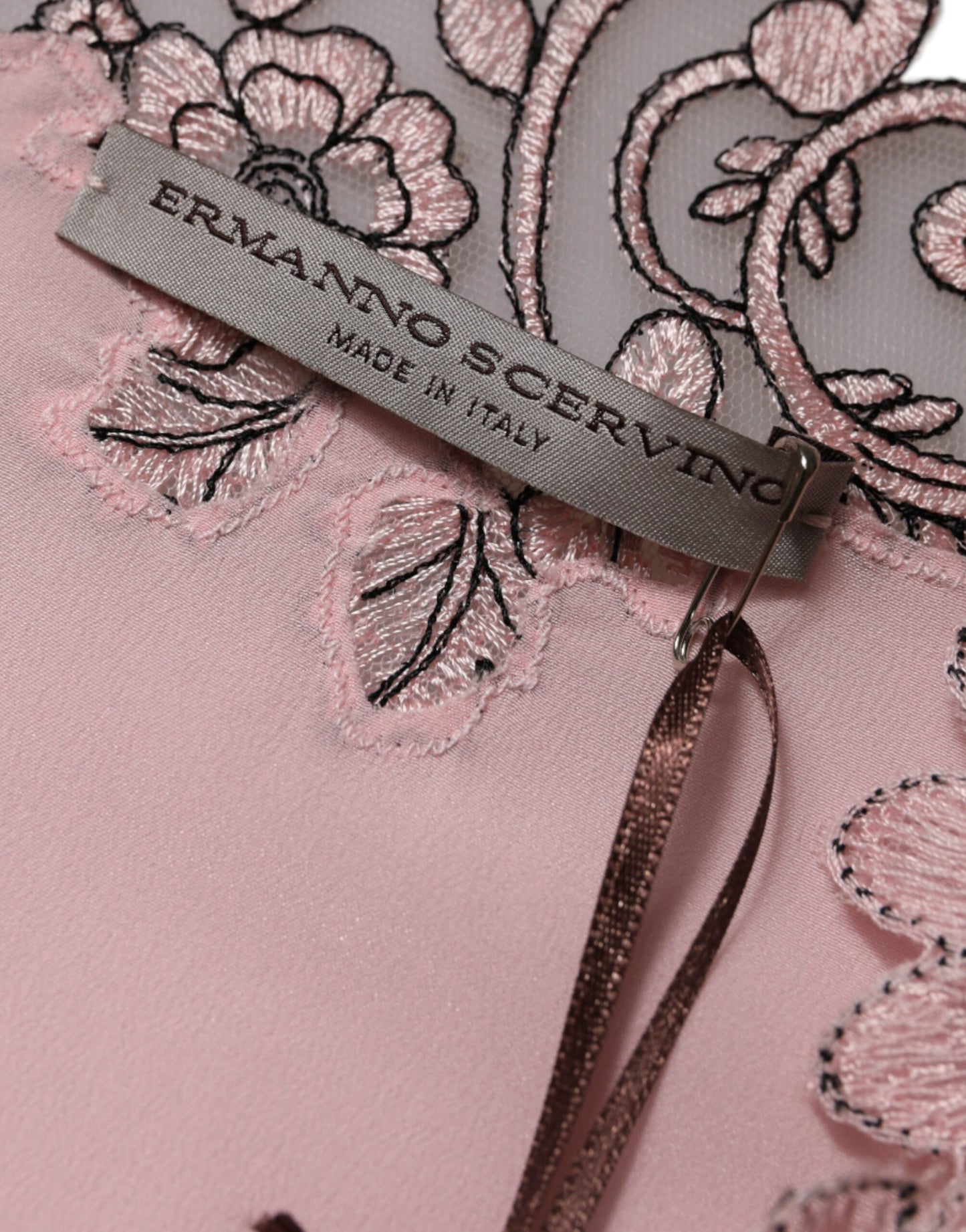 Ermanno Scervino Pink Floral Lace Short Sleeves V-neck Midi Dress DR281383-44