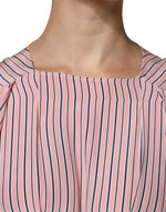 Ermanno Scervino Pink Stripes Silk Long Sleeves Midi Dress DR281401-38