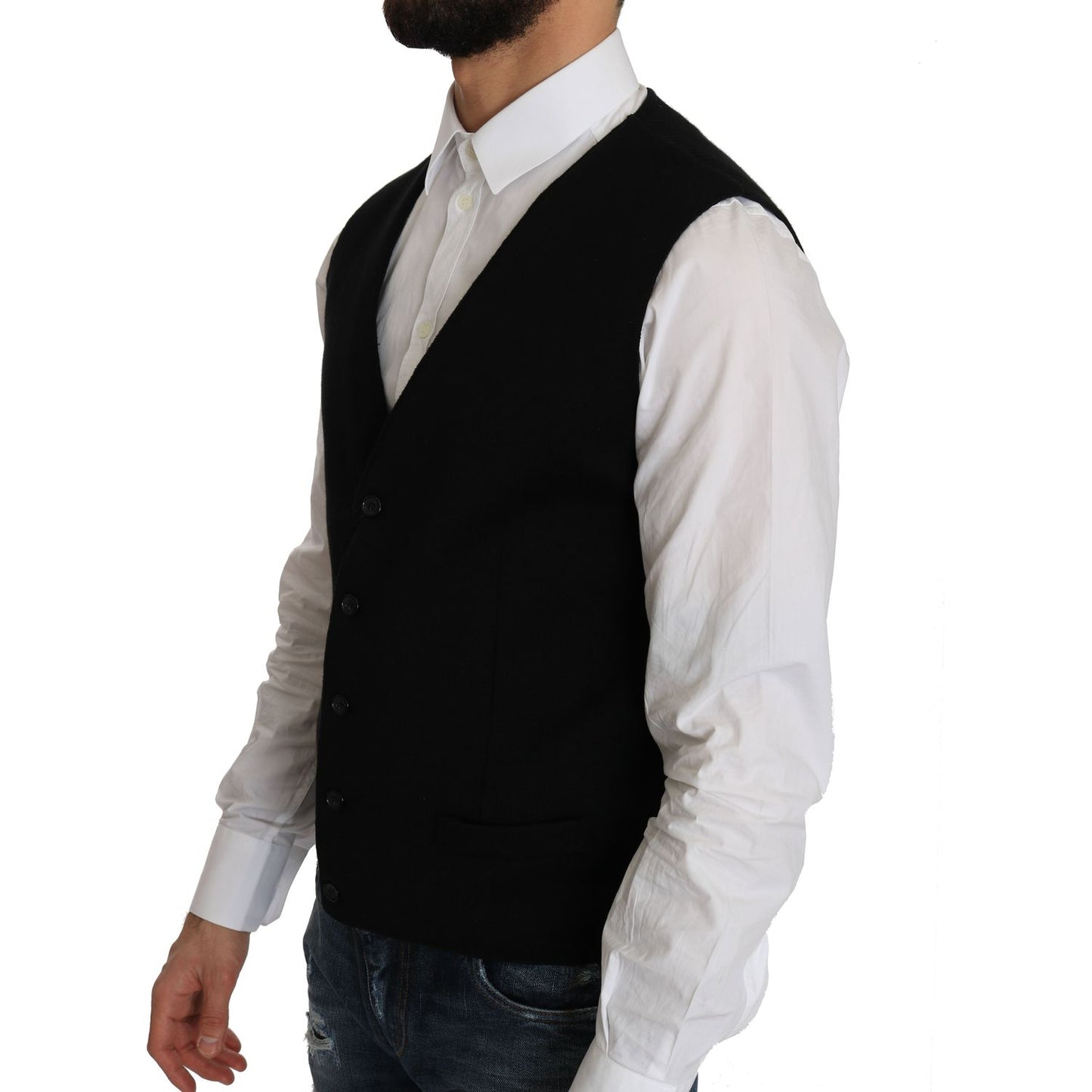 Dolce & Gabbana Sleek Black Cotton Formal Vest Dolce & Gabbana Gray