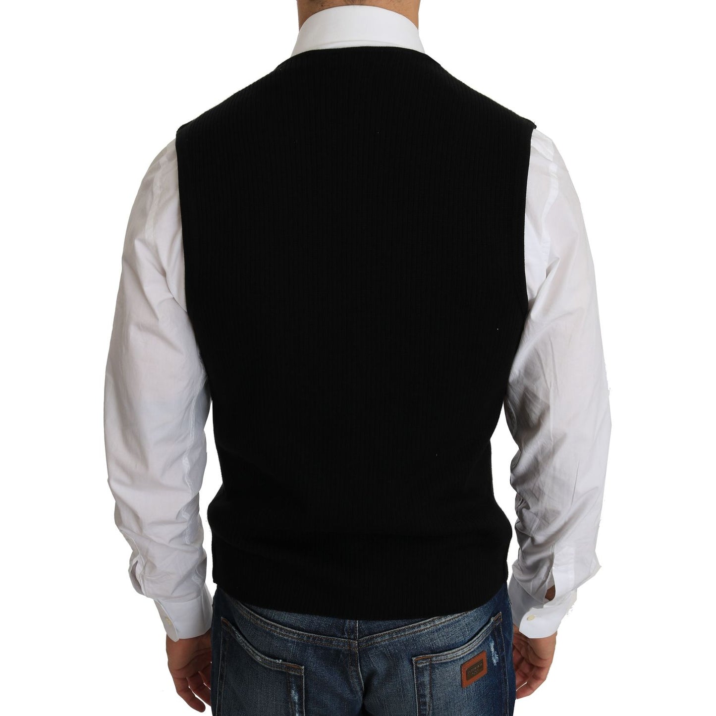 Dolce & Gabbana Sleek Black Cotton Formal Vest Dolce & Gabbana Black