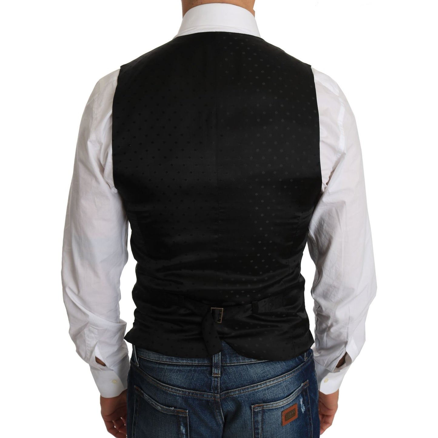 Dolce & Gabbana Sleek Black Wool Blend Formal Vest Dolce & Gabbana Gray