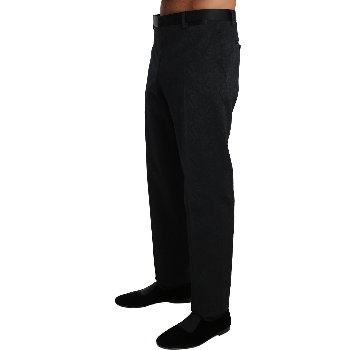 Dolce & Gabbana Floral Brocade Formal Trousers Jeans & Pants Dolce & Gabbana Black