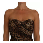 Dolce & Gabbana Brown Leopard Silk Chiffon Ruched Mermaid Maxi Dress DR1489-42