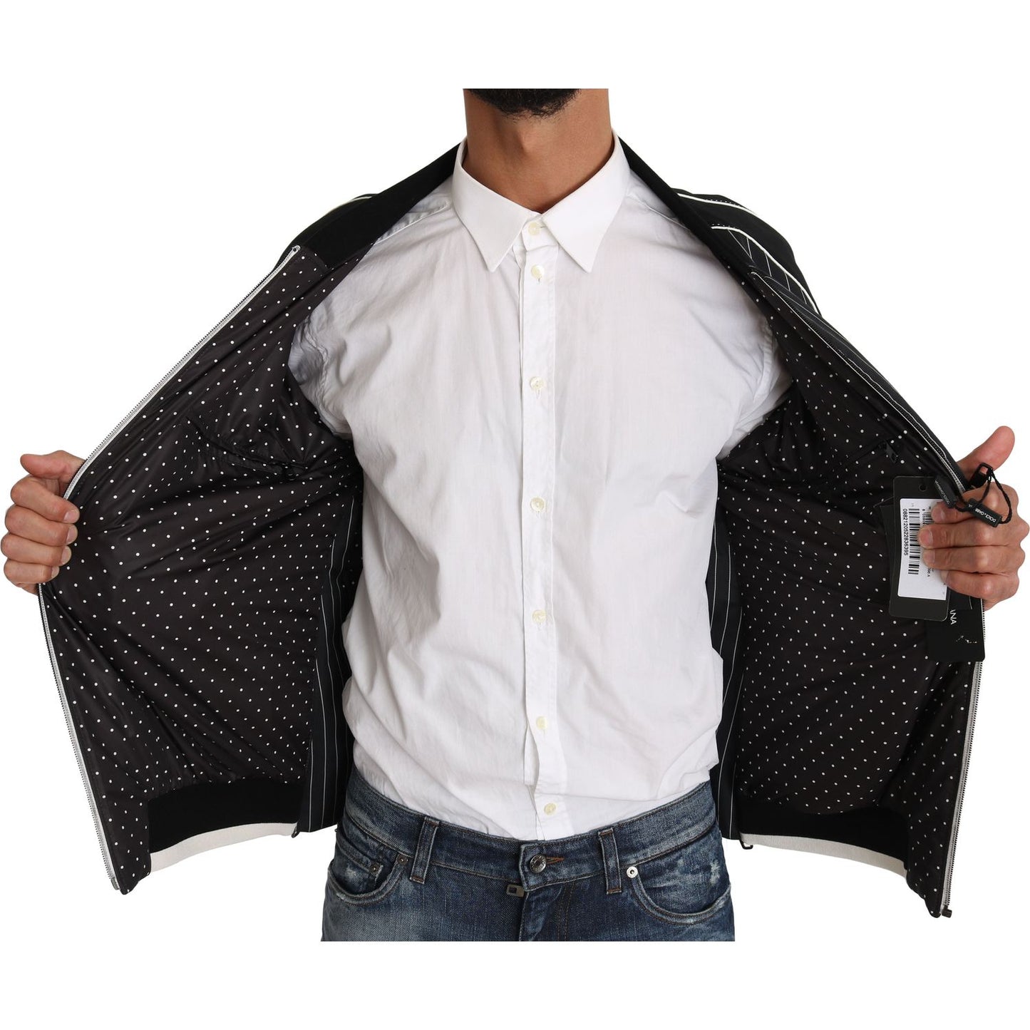 Dolce & Gabbana Elegant Sequined Black Bomber Jacket Coats & Jackets Dolce & Gabbana Dark Slate Gray