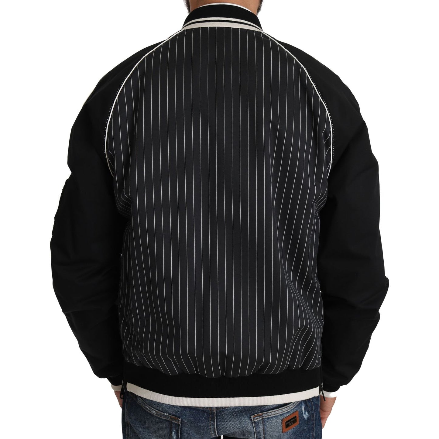 Dolce & Gabbana Elegant Sequined Black Bomber Jacket Coats & Jackets Dolce & Gabbana Black
