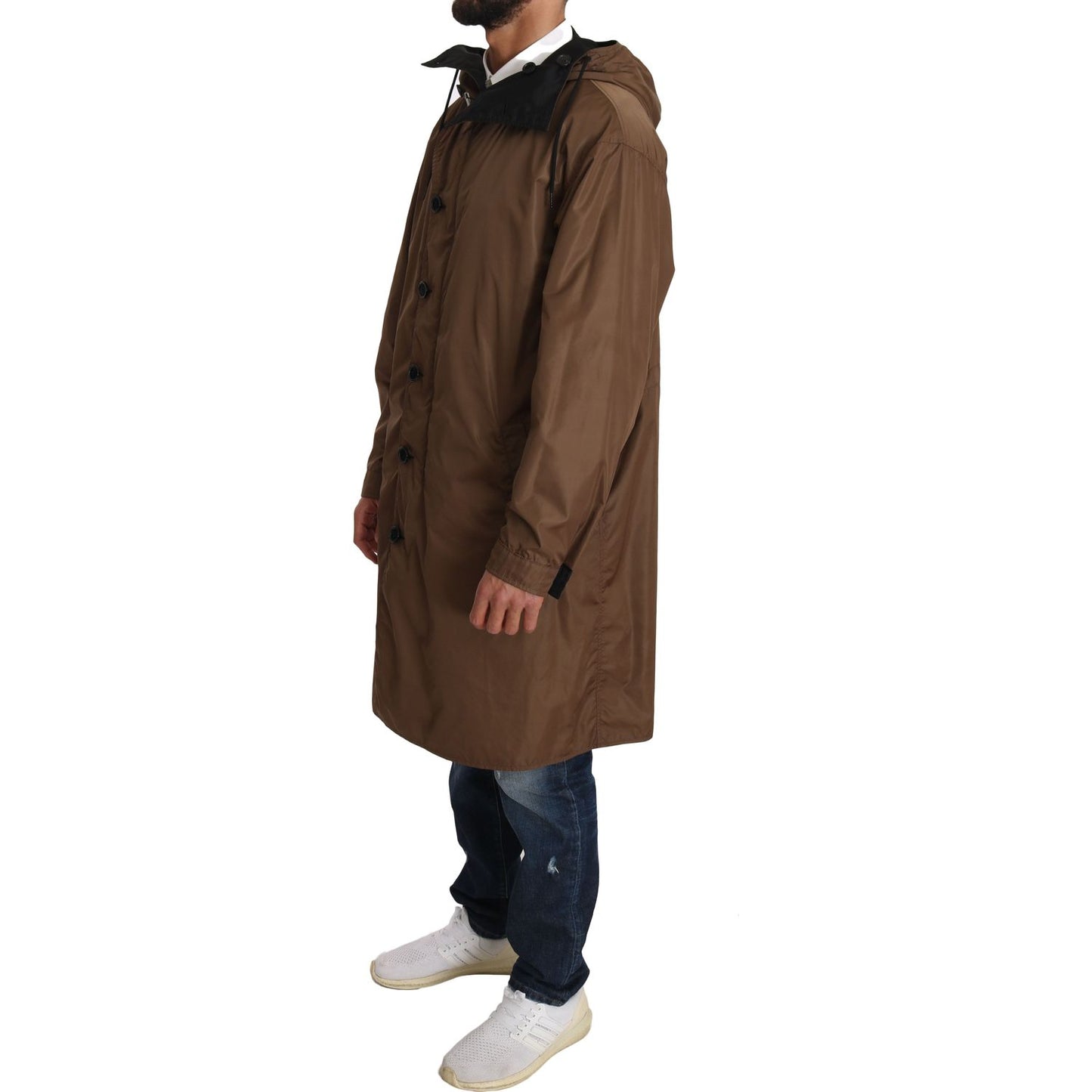 Dolce & Gabbana Elegant Reversible Hooded Raincoat Coats & Jackets Dolce & Gabbana Dark Slate Gray