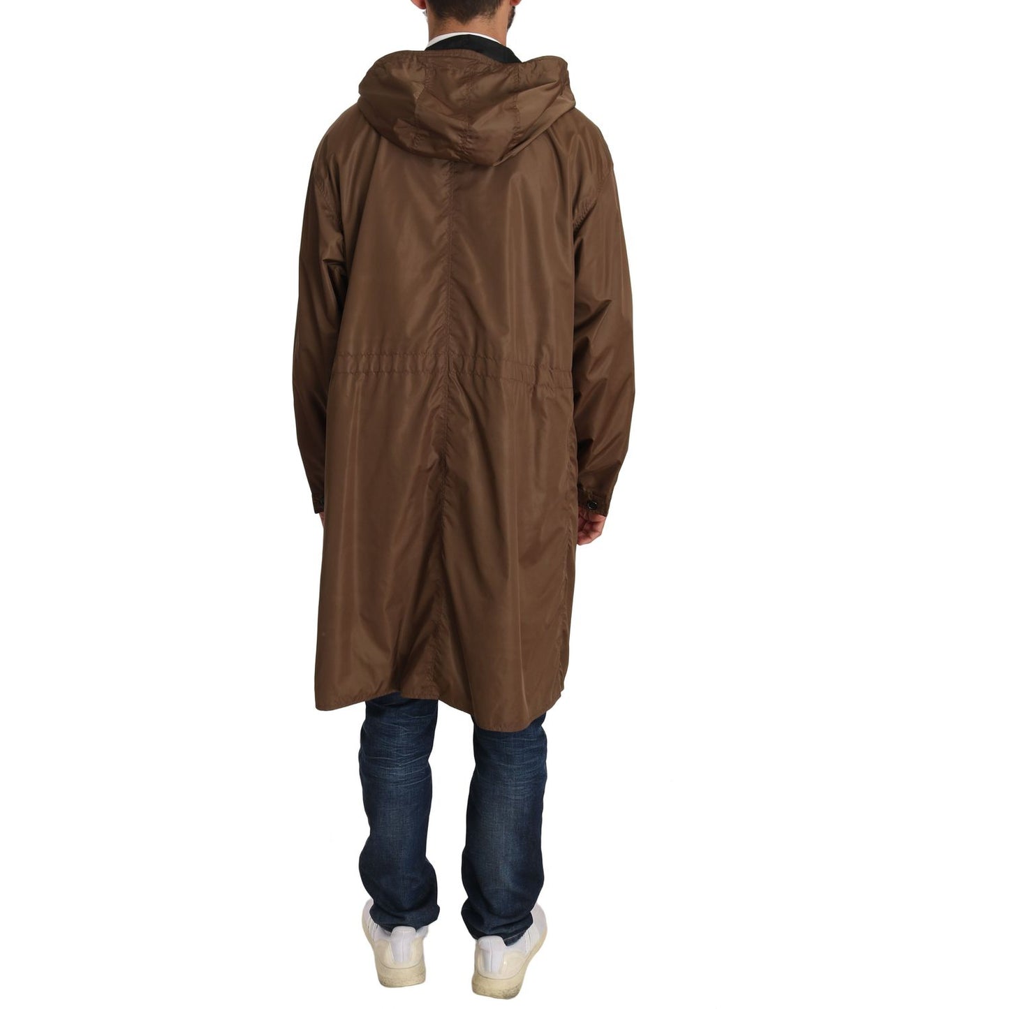 Dolce & Gabbana Elegant Reversible Hooded Raincoat Coats & Jackets Dolce & Gabbana Dark Slate Gray