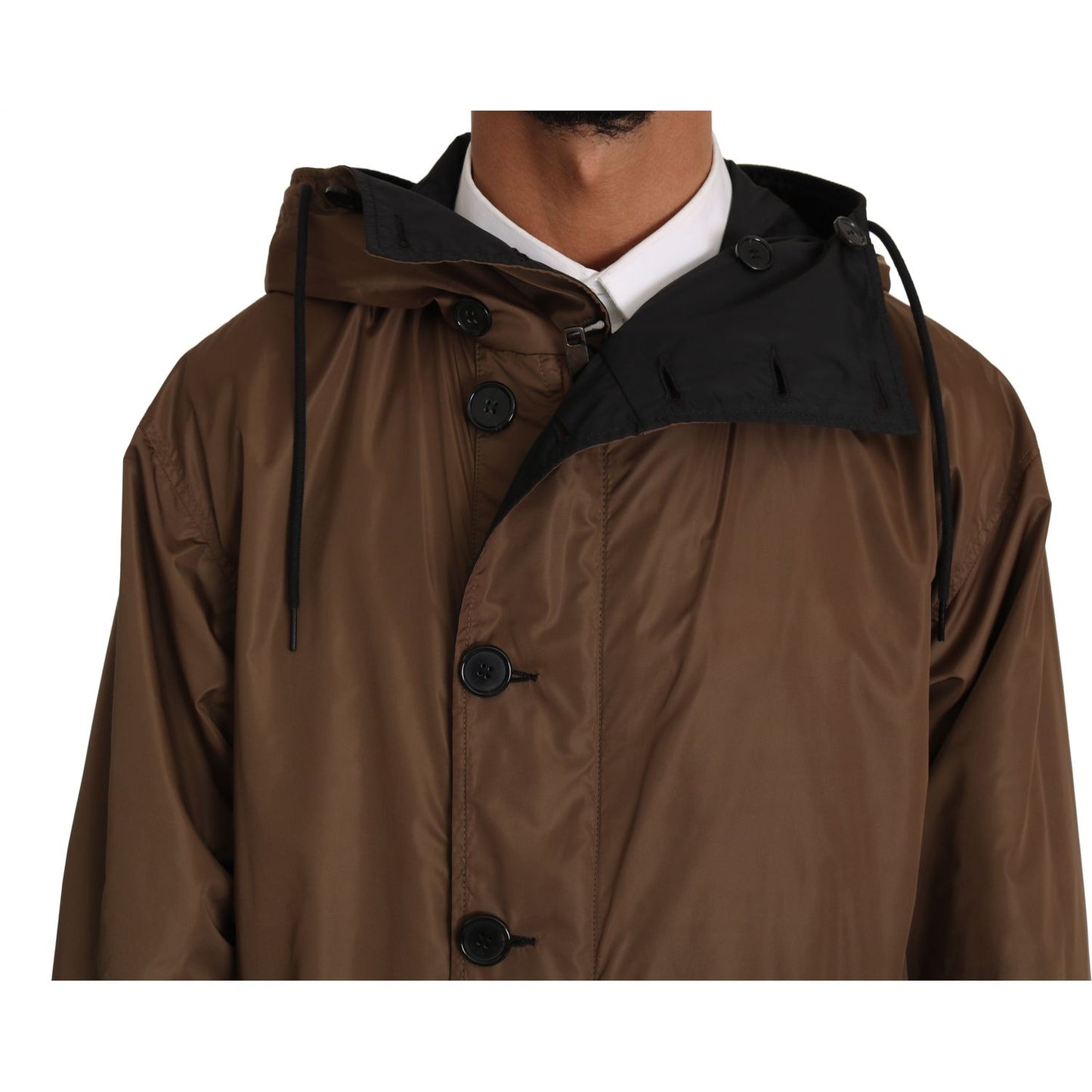 Dolce & Gabbana Elegant Reversible Hooded Raincoat Coats & Jackets Dolce & Gabbana Dark Slate Gray