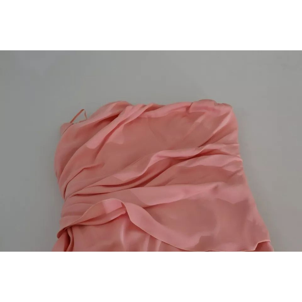Dolce & Gabbana Pink Silk Stretch Strapless Sheath Midi Dress DR28037-38