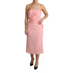 Dolce & Gabbana Pink Silk Stretch Strapless Sheath Midi Dress DR28037-38