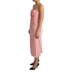Dolce & Gabbana Pink Silk Stretch Strapless Sheath Midi Dress DR28037-38