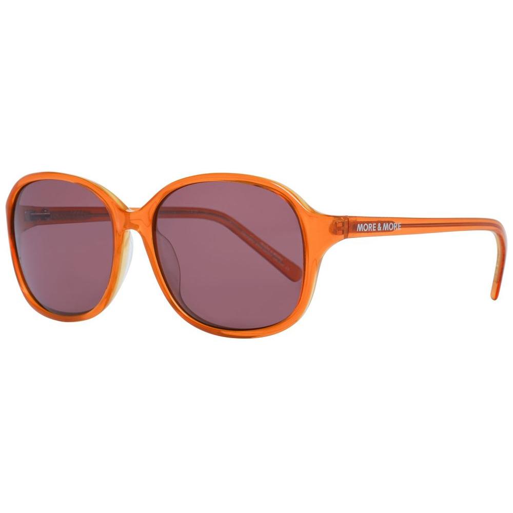 More & More orange plastic sunglasses with oval frame, brown lenses, and 100% UVA & UVB protection. Model MM54357-59330.