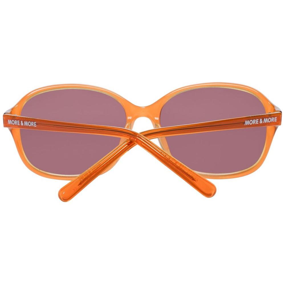 Orange oval sunglasses by More & More with brown lenses, plastic frame, size 59/19/135mm, UV protection level 3.
