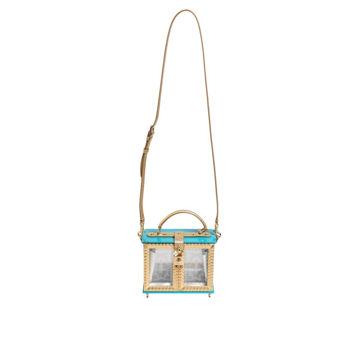 Dolce & Gabbana Turquoise Gold Acrylic Leather Miss Dolce Top Handle Bag