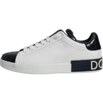 Dolce & Gabbana White Black Leather Portofino Sneakers Shoes MV6800-41