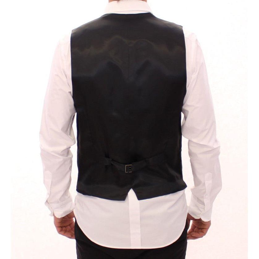 Dolce & Gabbana Elegant Gray Striped Dress Vest Dolce & Gabbana Antique White