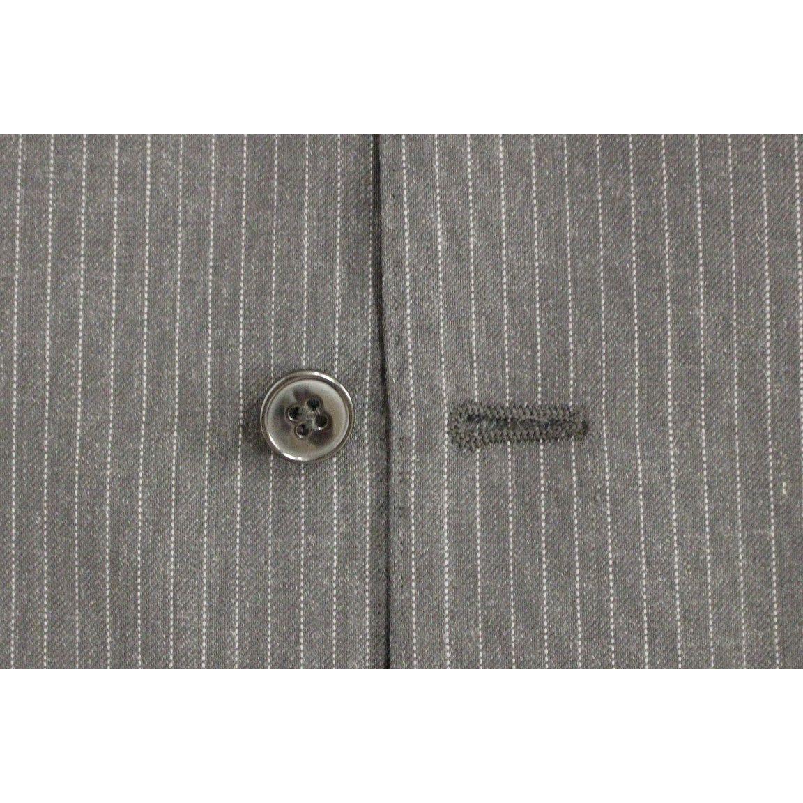 Dolce & Gabbana Elegant Gray Striped Dress Vest Dolce & Gabbana Dim Gray