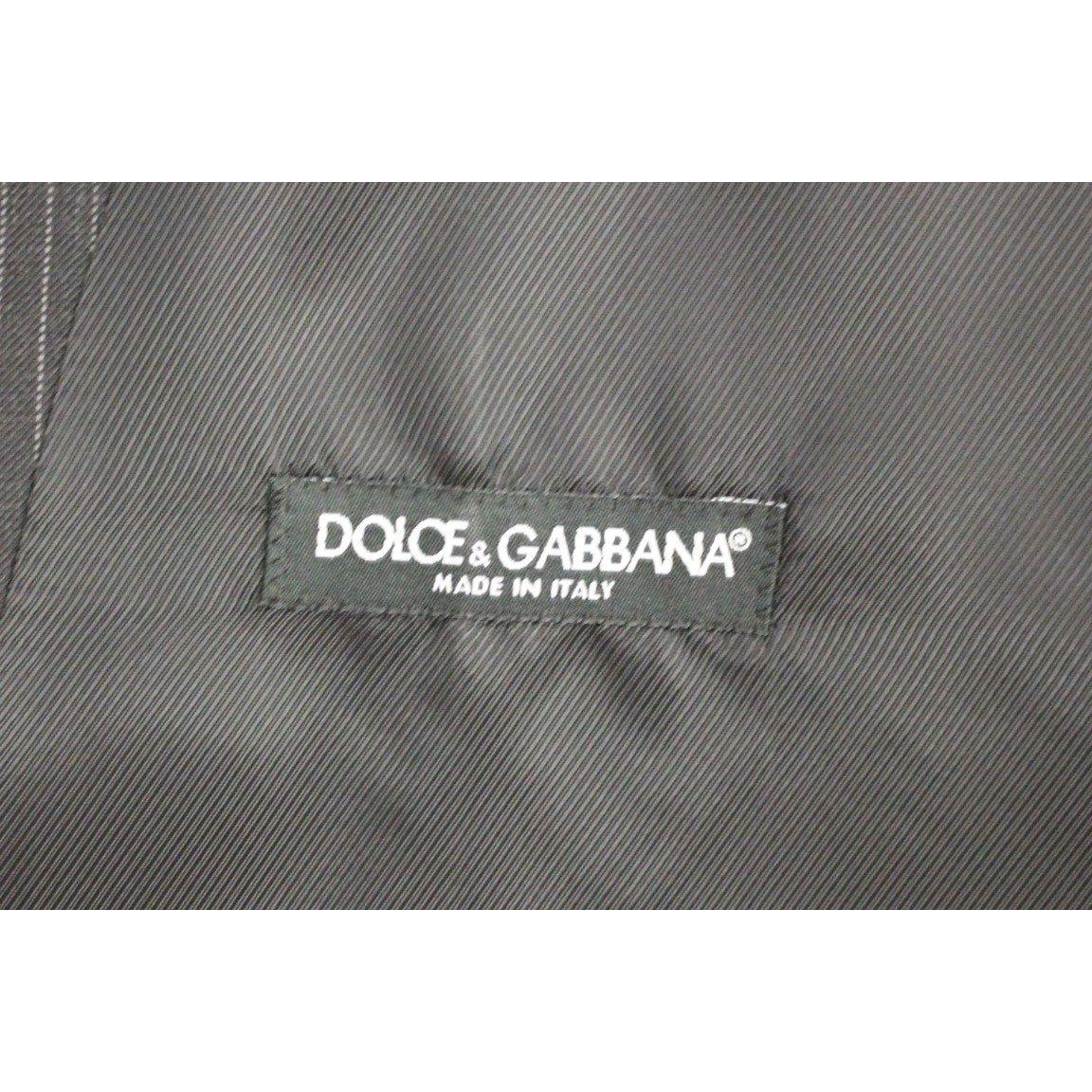Dolce & Gabbana Elegant Gray Striped Dress Vest Dolce & Gabbana Dim Gray