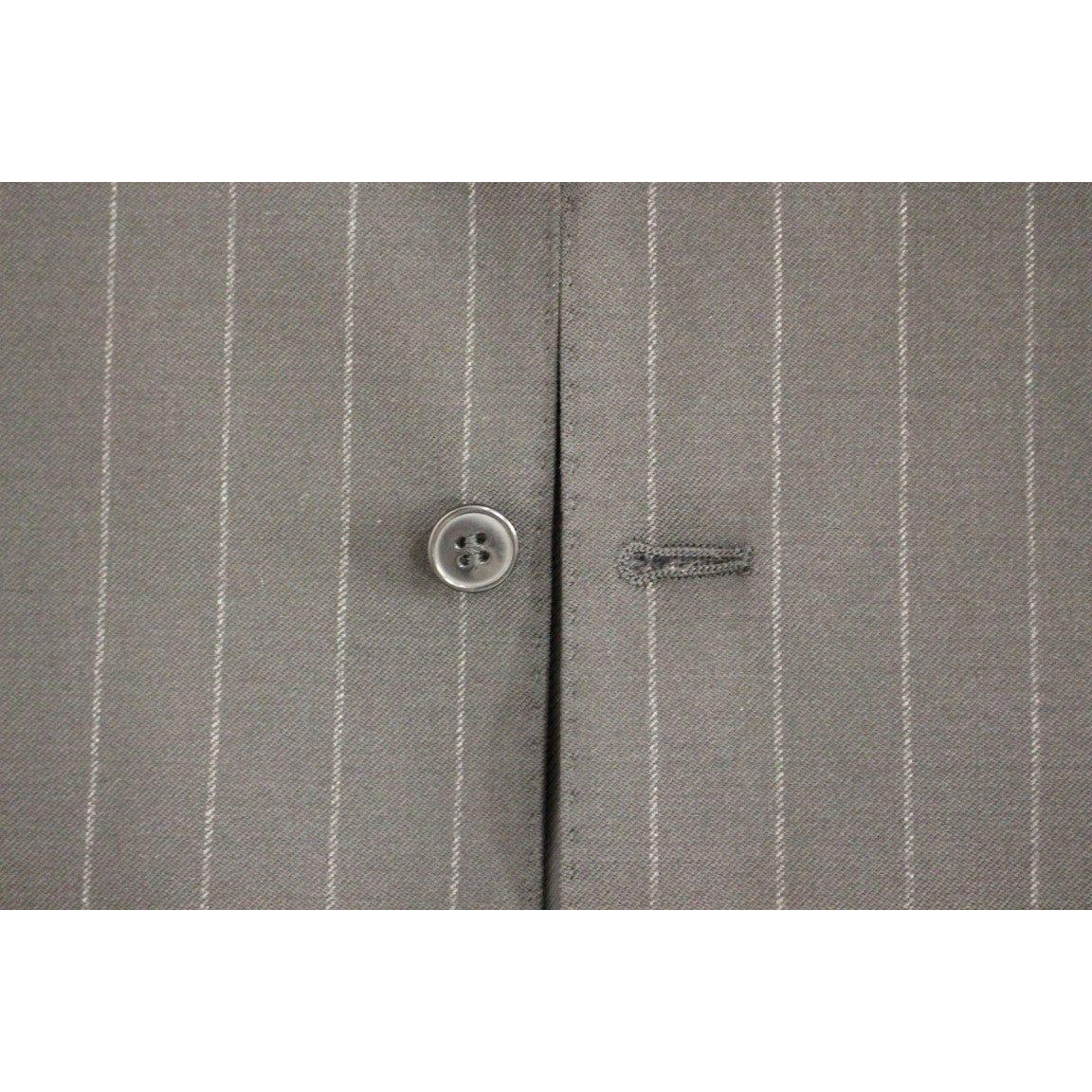 Dolce & Gabbana Elegant Black Striped Wool Dress Vest Dolce & Gabbana Slate Gray