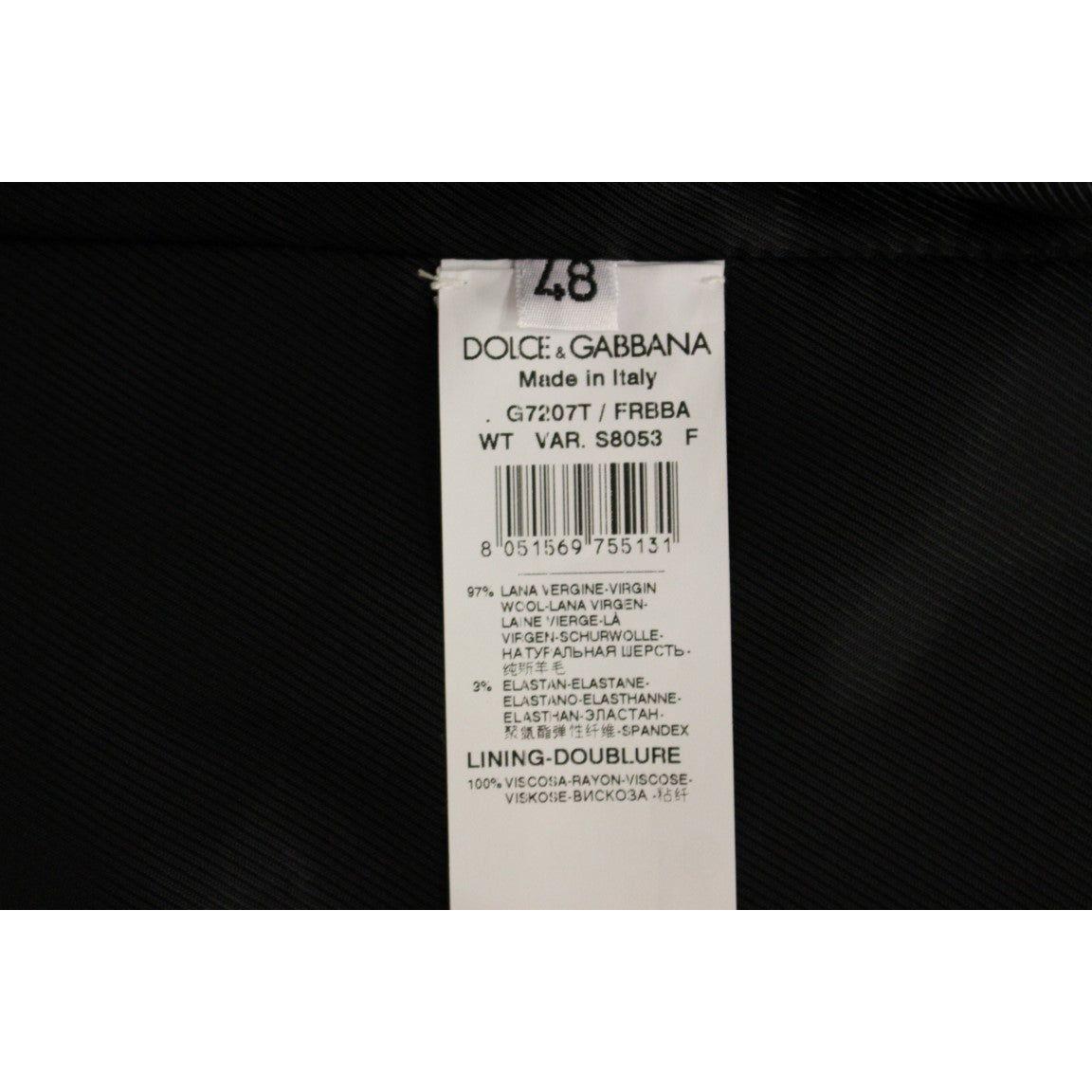 Dolce & Gabbana Elegant Black Striped Wool Dress Vest Dolce & Gabbana Gray