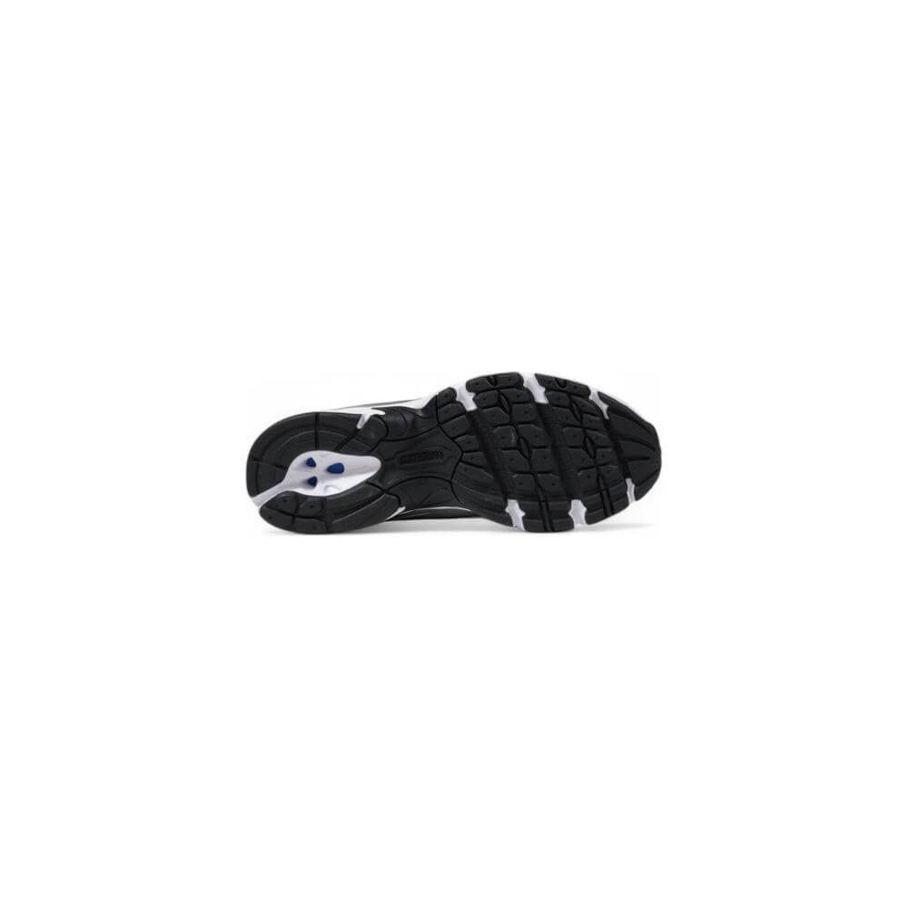 Sole of New Balance Blue Leather Sneaker showing tread pattern, designed for comfort and durability.