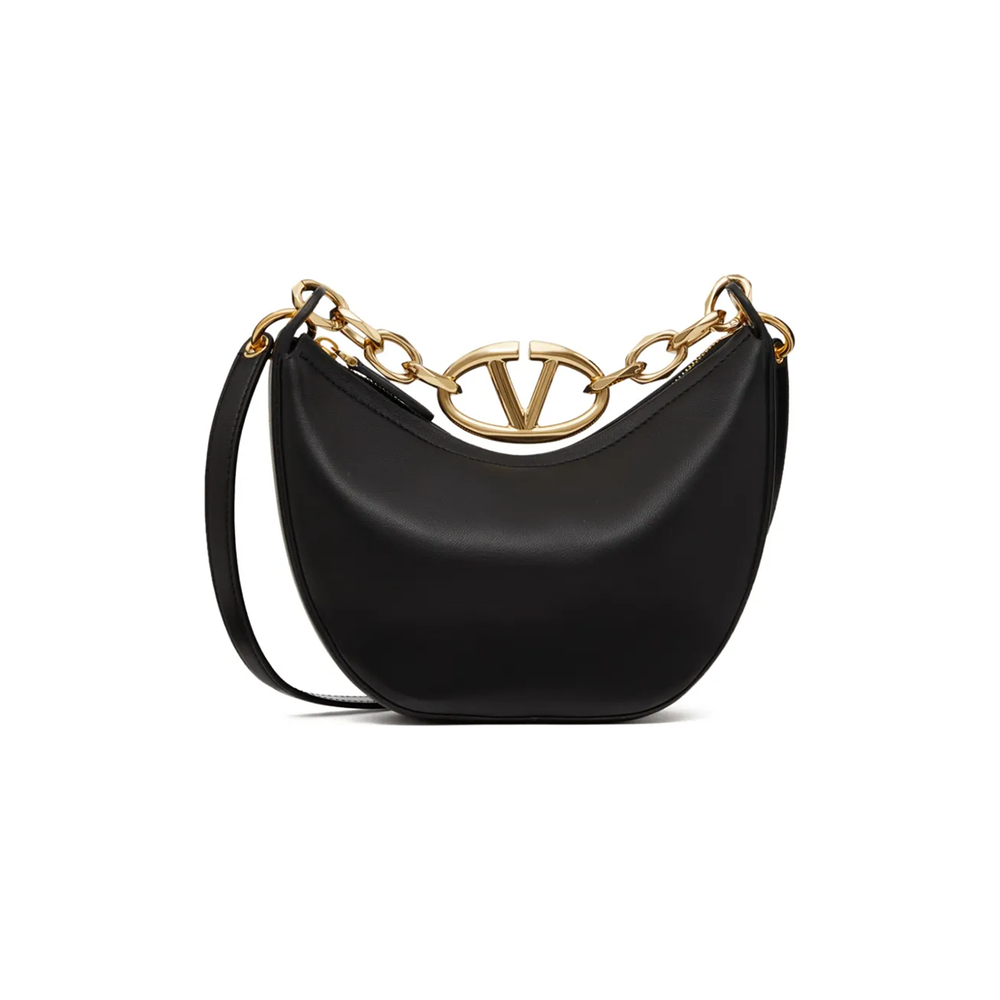 Valentino Garavani Black Leather Mini Hobo Vlogo Shoulder Bag VG4W0B0Q43PHV0NO