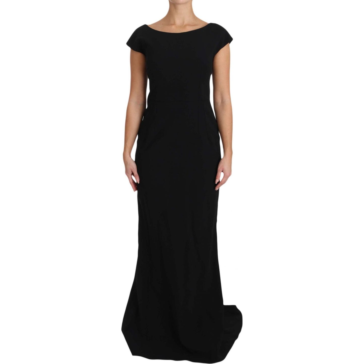 Dolce & Gabbana Elegant Black Maxi Sheath Dress Dolce & Gabbana Rosy Brown