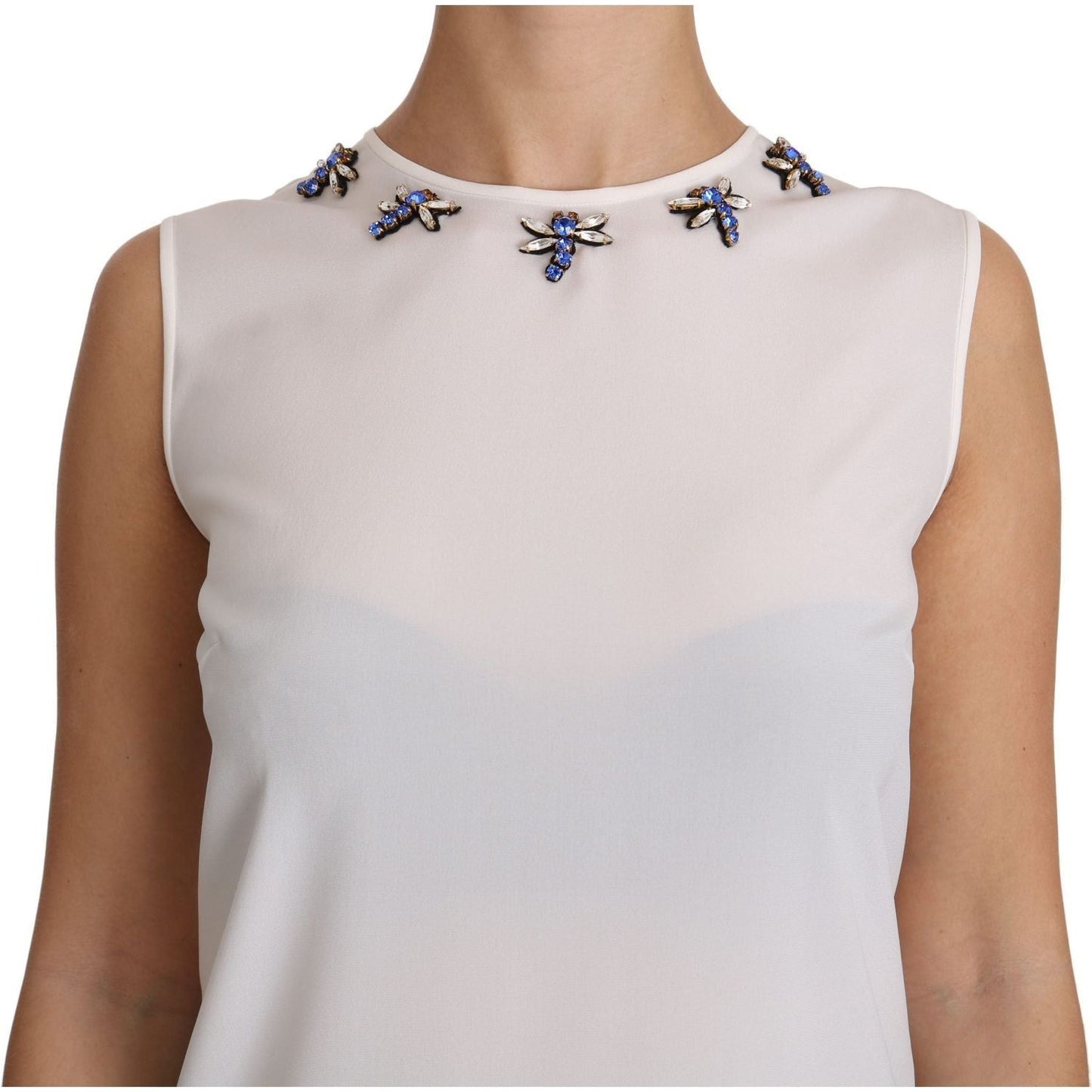 Dolce & Gabbana Fairy Tale Crystal-Embellished Silk Blouse Dolce & Gabbana Gray