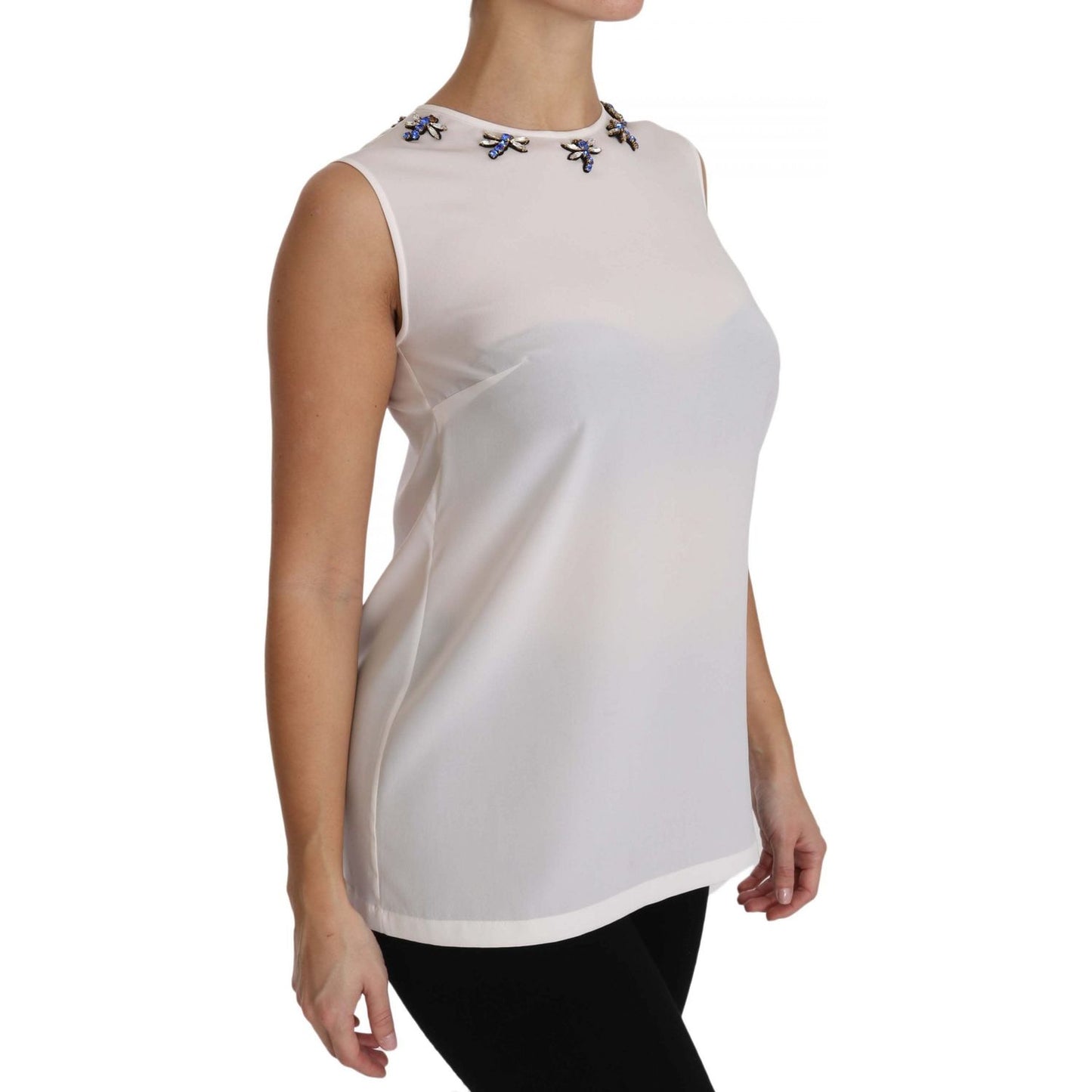 Dolce & Gabbana Fairy Tale Crystal-Embellished Silk Blouse Dolce & Gabbana Gray