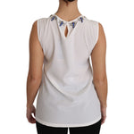 Dolce & Gabbana White Silk Embellished Crystal Dragonfly Top TSH2945-40