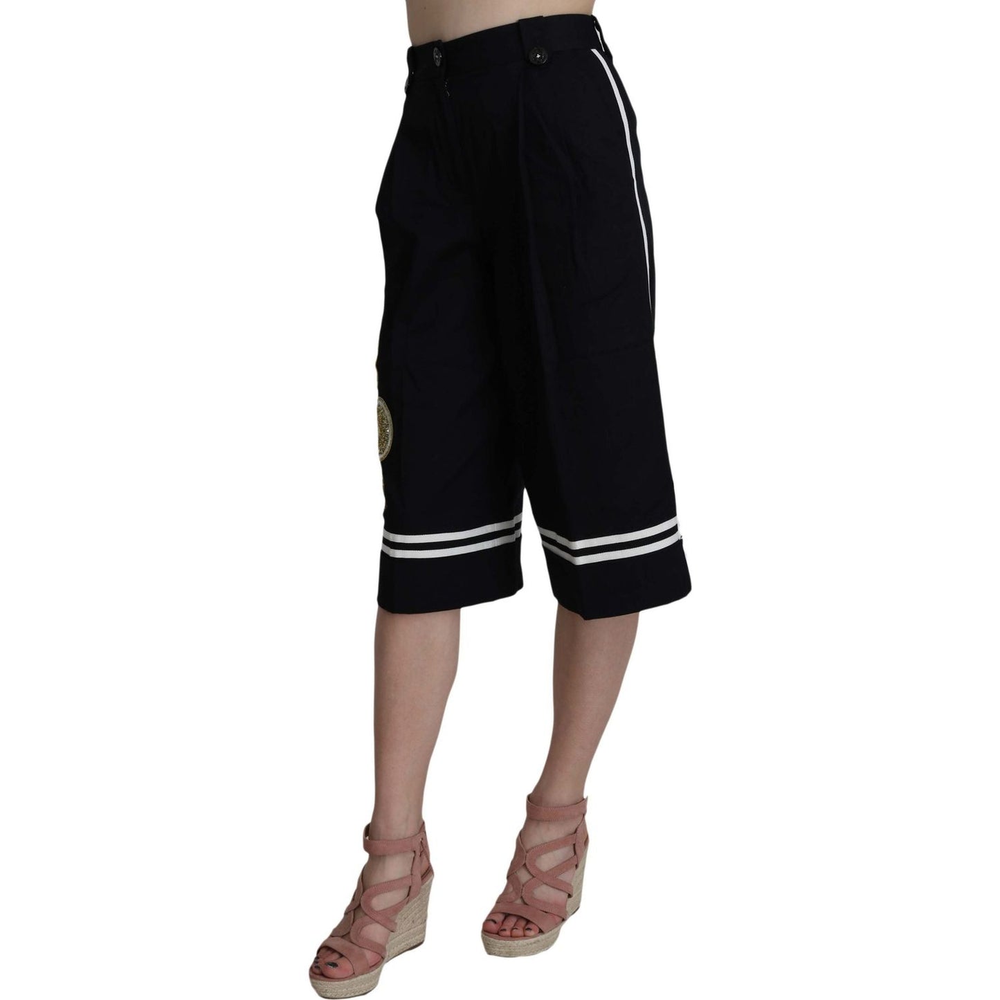 Dolce & Gabbana Elegant High Waist Black Cotton Pants Jeans & Pants Dolce & Gabbana Rosy Brown
